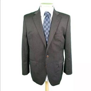 Brooks Brothers 42R Navy Stripe Suit Jacket 2 Button 1 Vent 100% Wool